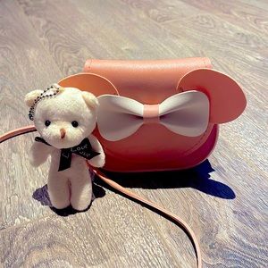 Minnie Mouse Purse with Teddy Bear Keychain